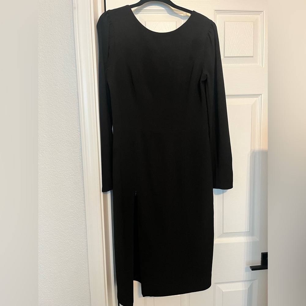 Dress the population long sleeve side slit dress!